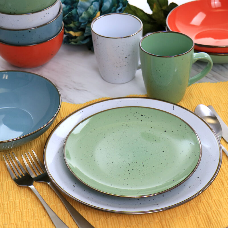 Elama Evelyn 20 Piece Mix and Match Round Stoneware Dinnerware Set in Assorted Colors