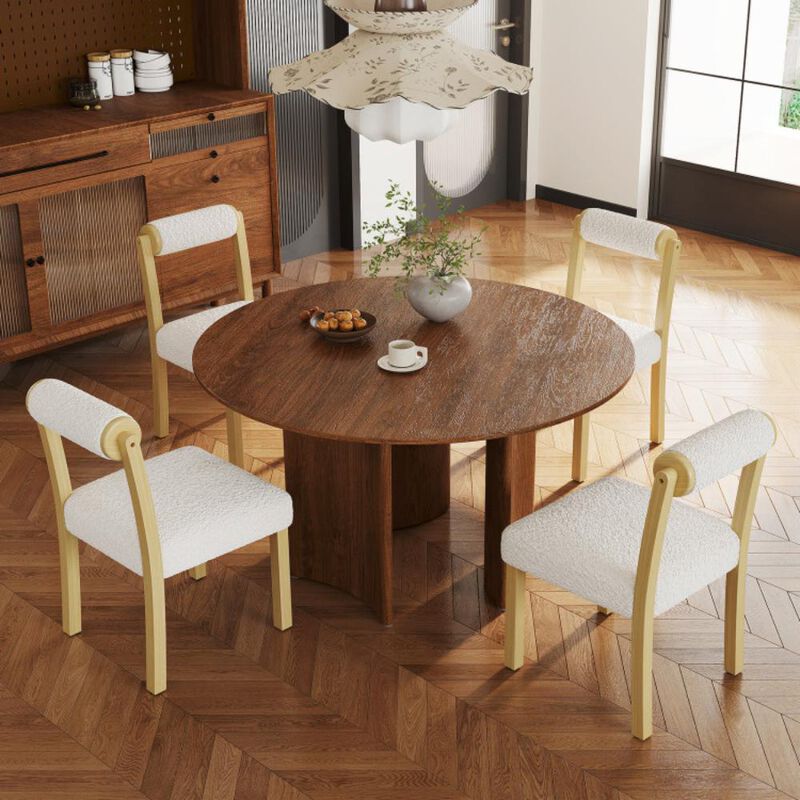 Hivvago Wooden Dining Chair with Rubber Wood Frame and Cylinder Back Set of 2