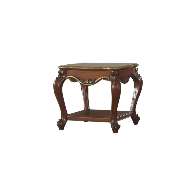 Handcrafted Solid Wood Square Accent Table with Open Storage Shelf