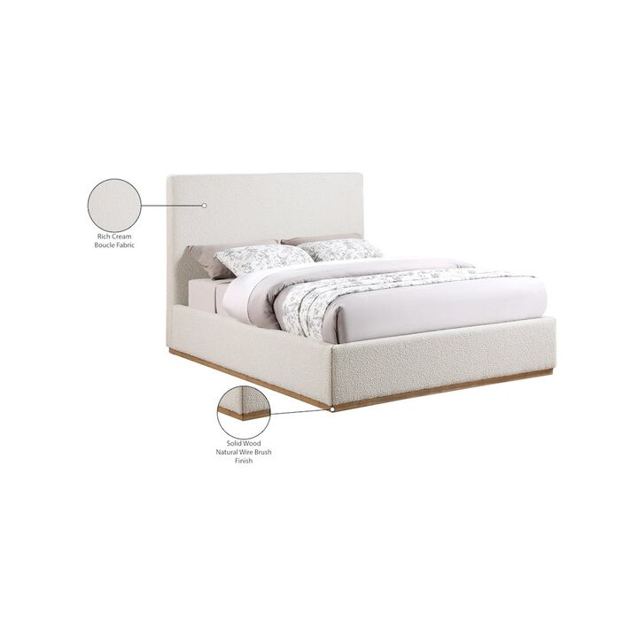 Meridian Furniture Monaco Cream Boucle Fabric King Bed