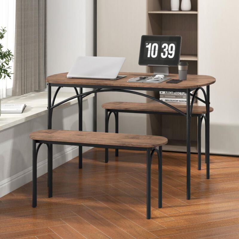 Hivvago 3-Piece Dining Table Set for 4 with Metal Frame