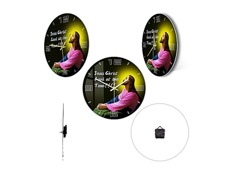Jesus Christ Look Time Acrylic Religious Wall Clock 12 Inch Silent Modern image number 3