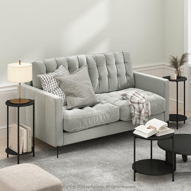 Besi 2-Tier Modern Tall Round Side End Table, Set of 2