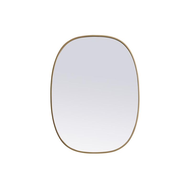 Elegant Decor Metal Frame Oval Mirror 30x40 Inch in Brass image number 0