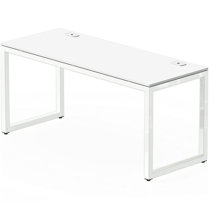 SHW Home Office 55-Inch Large Computer Desk, 24 Deep, White