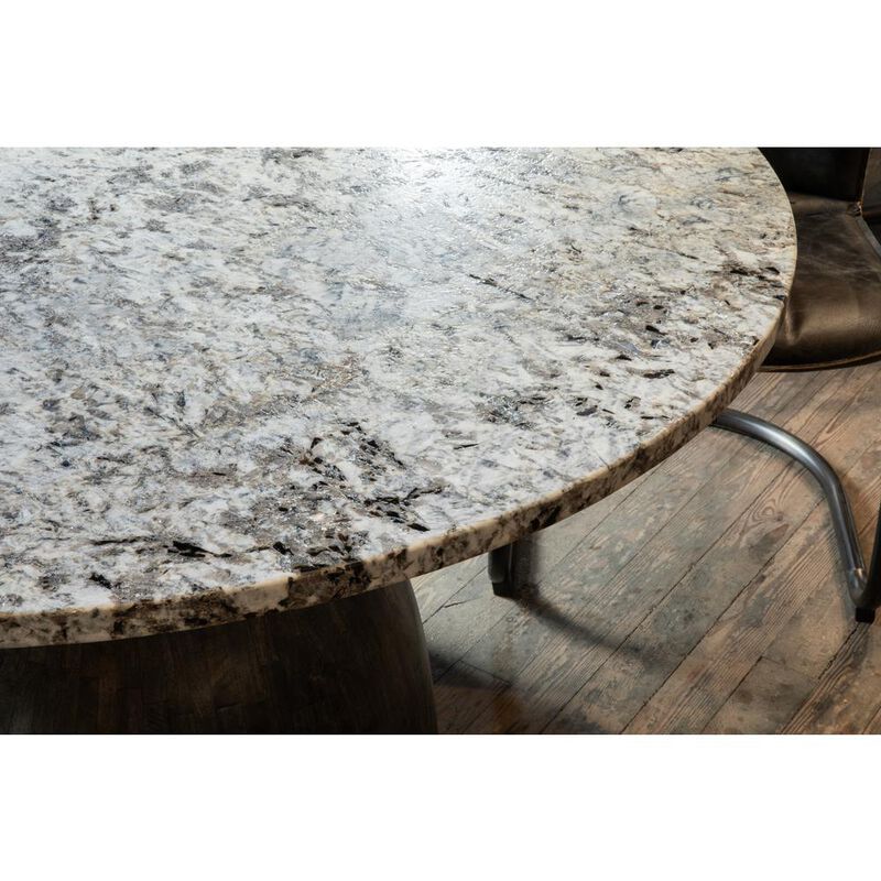 World Interiors Fargo 54" Dining Table in Alaska White Marble with Blackwash Base image number 5