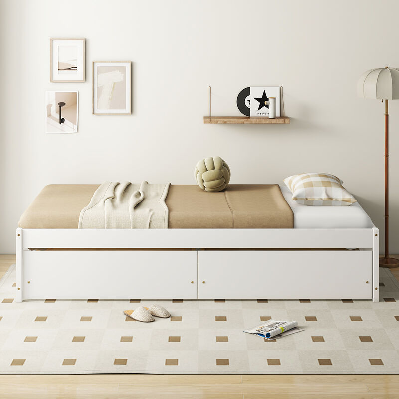 Captain Bed with 2 Drawers and Slats Support for Space-Saving Storage and Comfortable Sleep