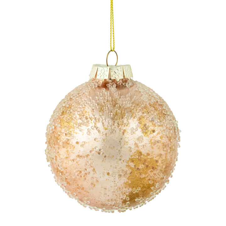 3.25" Beaded Rose Gold Mercury Style Glass Christmas Ball Ornament
