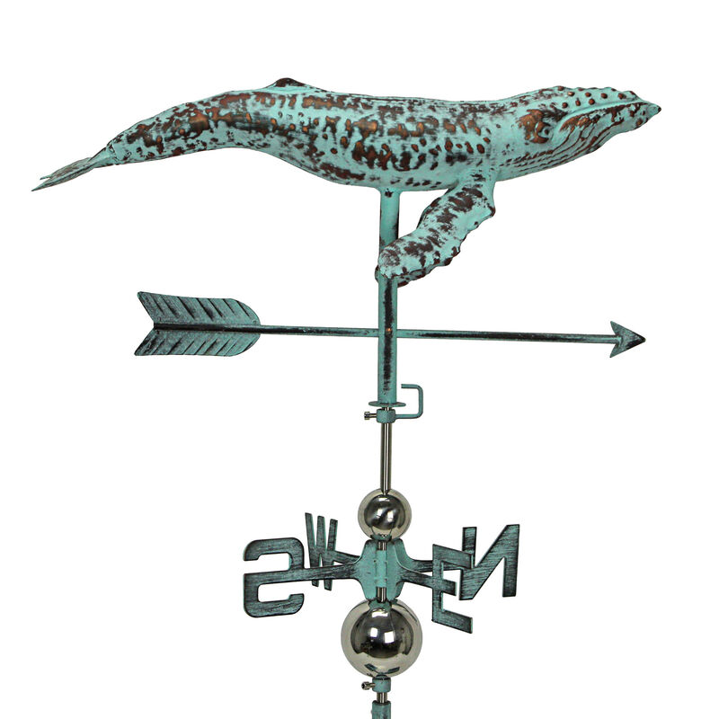 Verdigris Copper Humpback Whale Weathervane Roof Mount Home Garden Decor Art image number 2