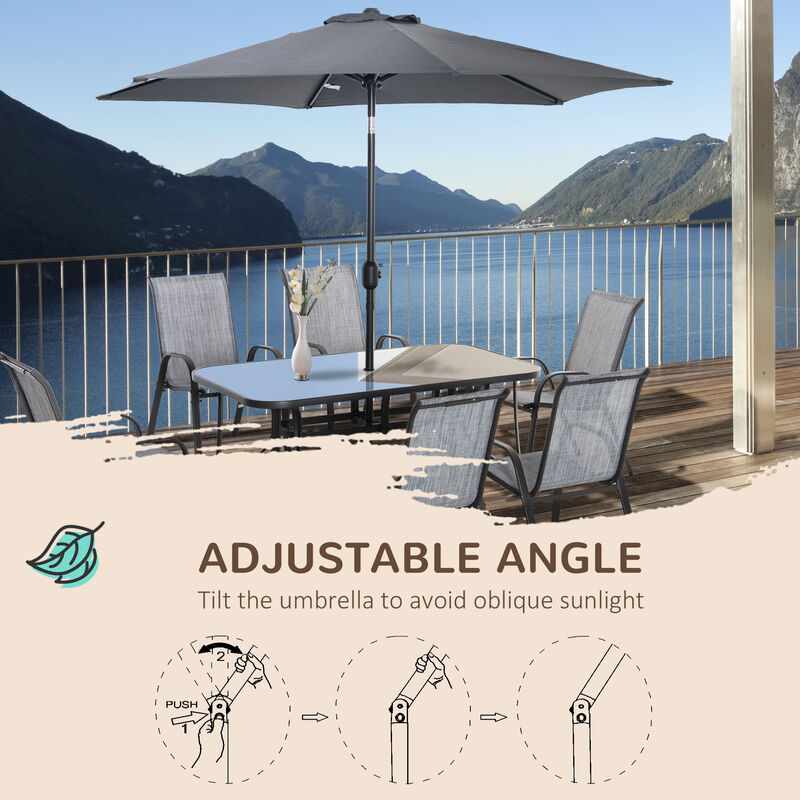 Hivvago 8-Piece Outdoor Patio Dining Set with Umbrella image number 4