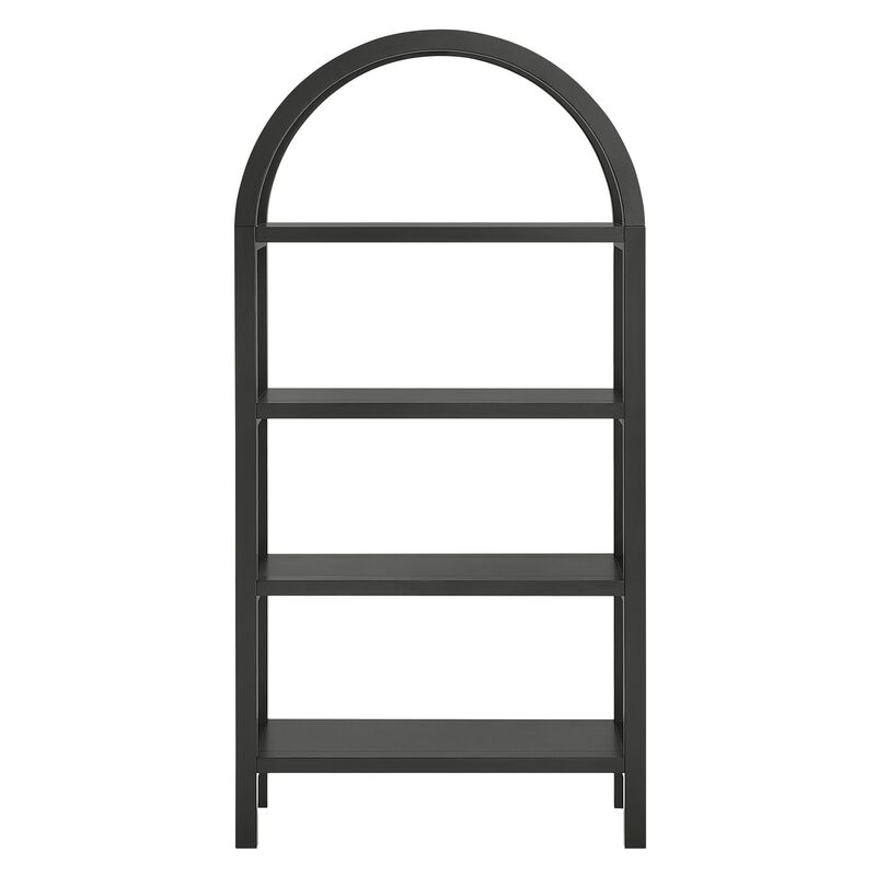 Modway Vexley 60 Inch Arched Bookshelf in Black &ndash; Modern Pine and Acacia Open Display Bookcase for Living Room, Office, Reading Nook image number 6