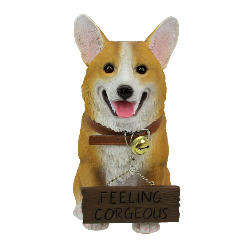 Jasper the Welsh Corgi Dog Realistic Lifelike Statue with Reversible Sign image number 1