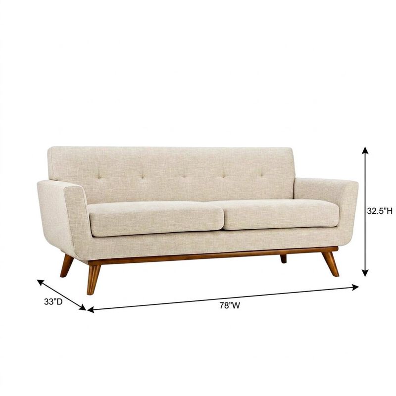 Fabric-Upholstered Small Loveseat Sofa for Bedroom or Small Spaces, Beige image number 2