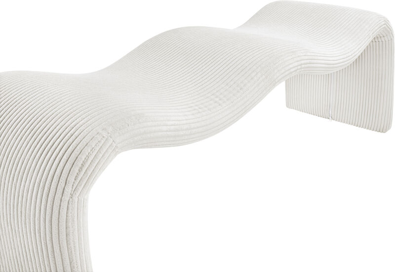 Meridian Furniture Willow Cream Corduroy Fabric Bench