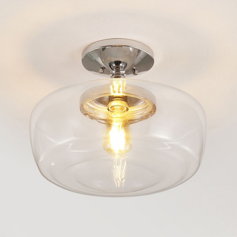 Marfa Glass/Iron Farmhouse Modern LED Flush Mount
