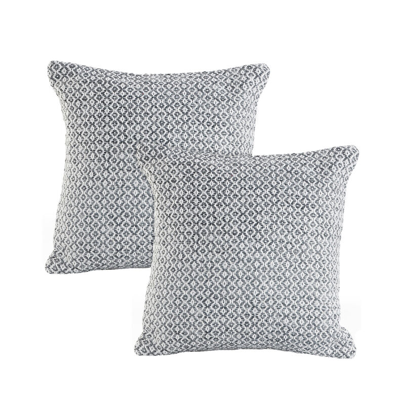 HomeRoots Set of Two Gray and White Geometric Cotton Throw Pillow image number 0