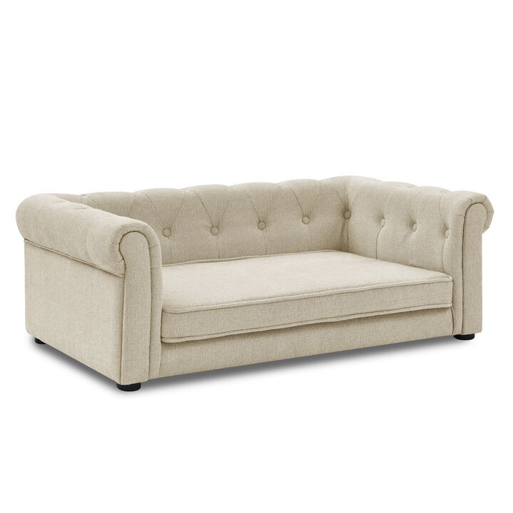 Modern Roll Arm Elevated Dog Sofa Comfortable Pet Couch for Small Medium Dogs