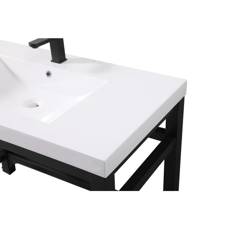 Elegant Kitchen and Bath 42 inch ADA compliant Single bathroom metal vanity in black
