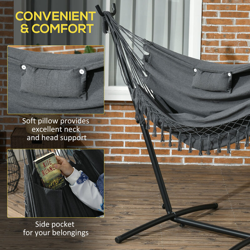 Hivvago U-Shape Stand Hammock Chair with Headrest image number 4