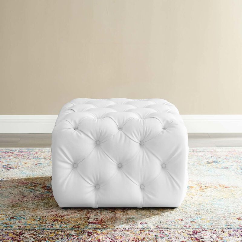 Amour Tufted Button Square Faux Leather Ottoman image number 5