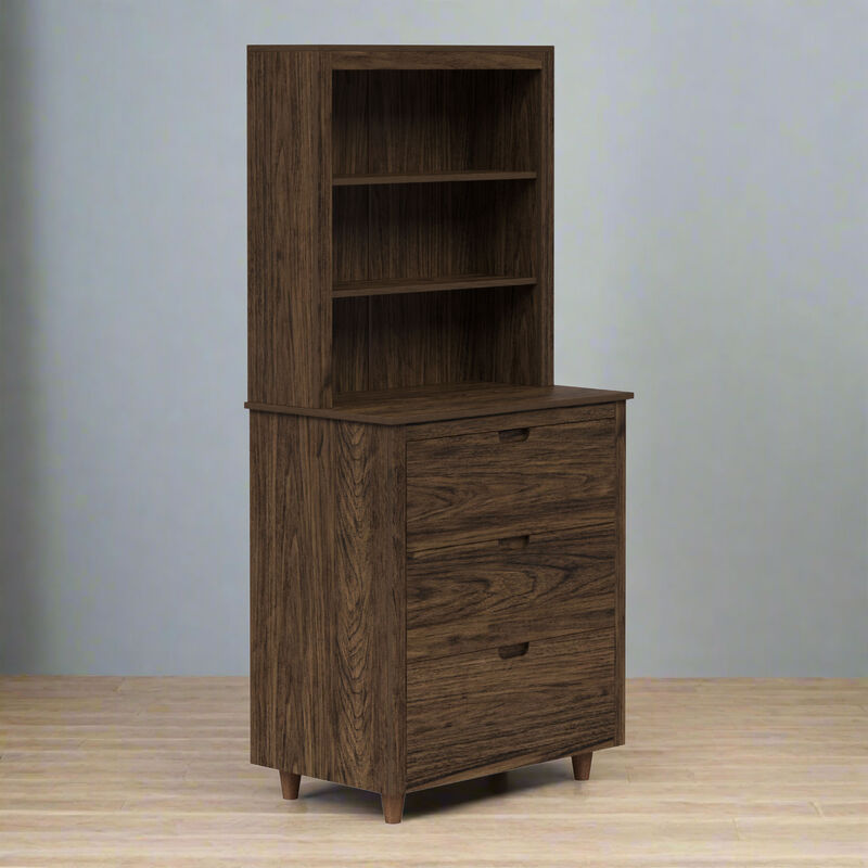 Teamson Home Ellery Freestanding Hutch Cabinet with Open Shelves & Drawers, Walnut image number 6
