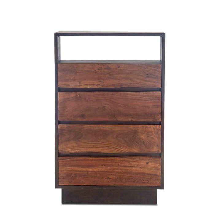 World Interiors Palermo 34-Inch Acacia Wood Live Edge Dresser in Raw Walnut Finish