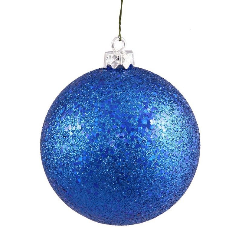 Vickerman 35038 - 6" Blue Sequin Ball Christmas Tree Ornament (4 pack) (N591502DQ) image number 0