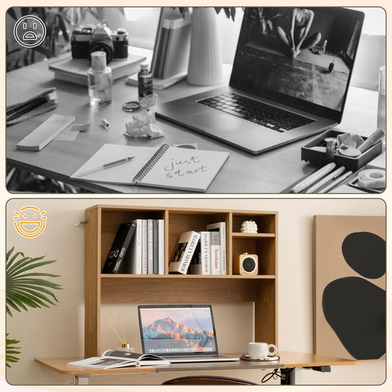 Desk Top Bookcase with 4 Cubby Compartments and Open Back Design image number 7