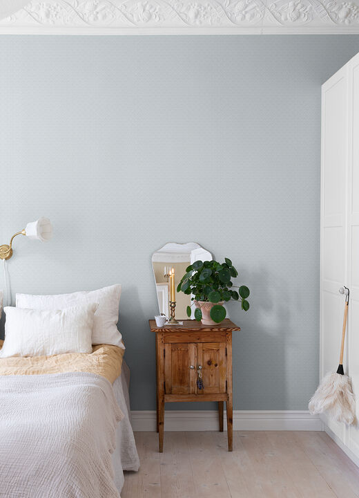 Athena Light Blue Scalloped Botanical Wallpaper (Set of 2)