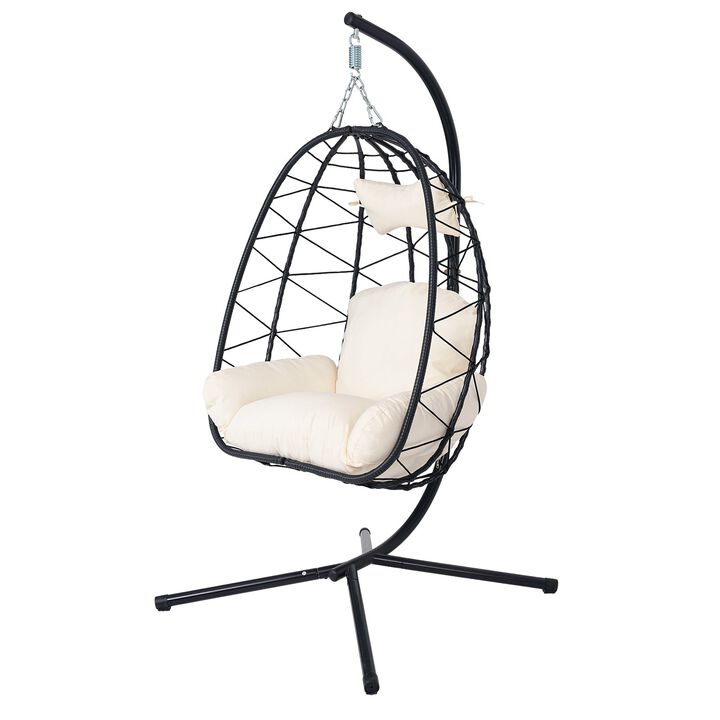 Hivvago Wicker Hanging Egg Chair with Stand