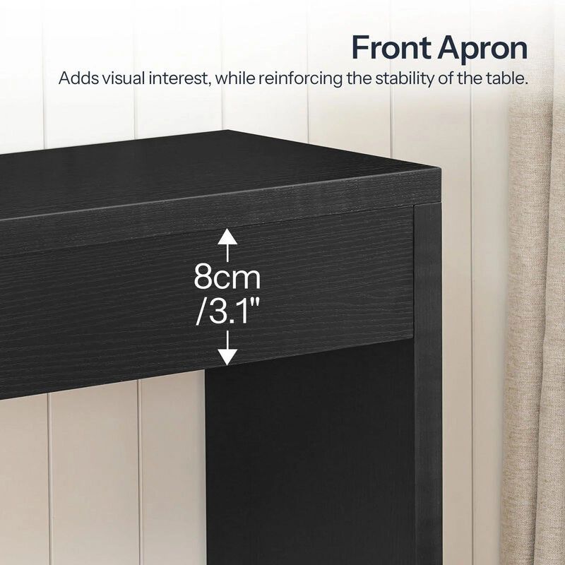 Narrow Console Table with Open Storage for Entryway and Living Room-Black image number 7
