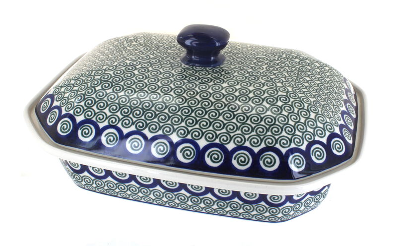 Blue Rose Polish Pottery Teresa Large Covered Baker