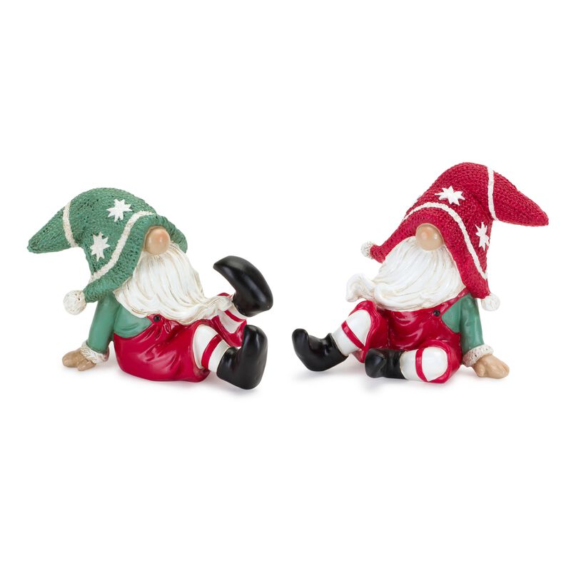 2 Resin Gnome Figurines – Holiday Christmas Decor for Home, Table, and Winter Mantel Display