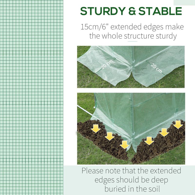 Outsunny 9.8' x 6.6' x 6.6' Plastic Greenhouse Cover Replacement, Heavy Duty Waterproof Tarp for Hoop House, Sheeting with 6 Windows, Door & Reinforcement Grid, Green
