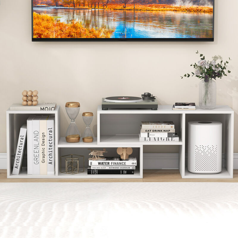 Versatile 2-Piece TV Stand for 55" TVs with Adjustable Sections and Storage Cubes