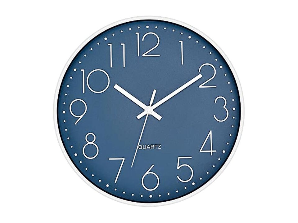 Cerulean Wall Clock 12 Inch Silent Non Ticking Modern Battery Operated