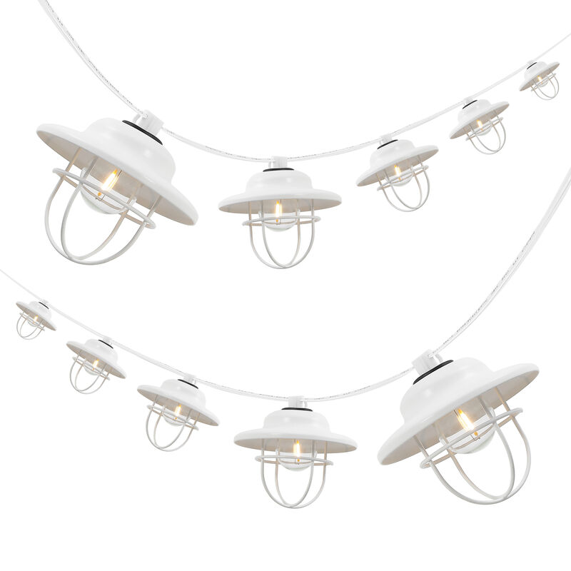 10-Light Indoor/Outdoor 10 ft. Rustic Farmhouse Incandescent G40 Metal Cage Shade String Lights
