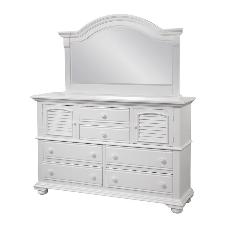 American Woodcrafters Cottage Traditions High Dresser with Mirror - White Cottage