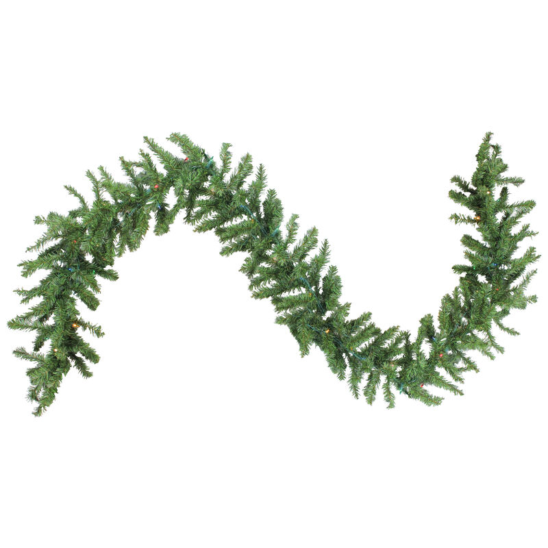 9' x 8" Pre-Lit Canadian Pine Artificial Christmas Garland  Multi Lights