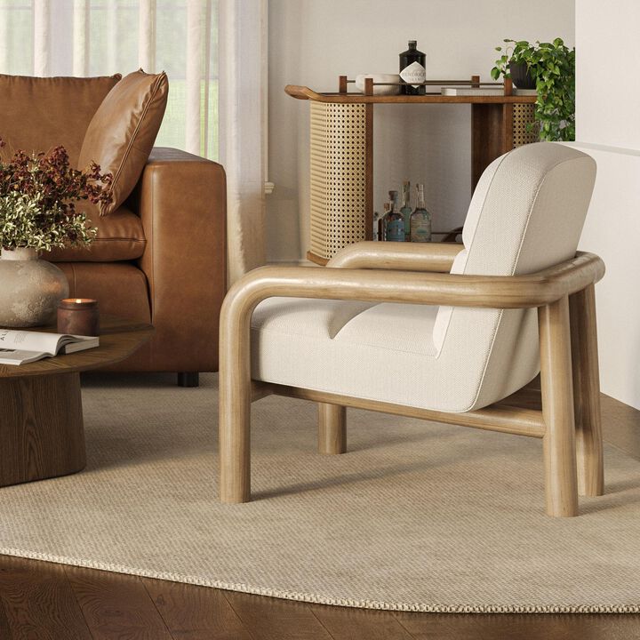 Bekah Cream Texture Weave Accent Chair