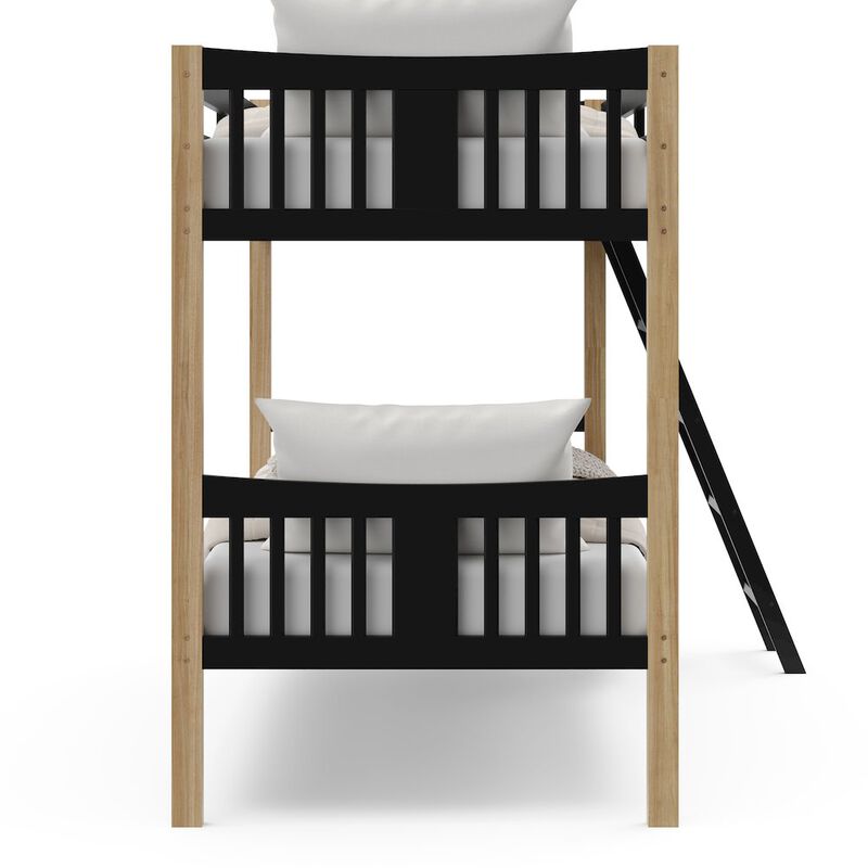 Storkcraft Caribou Twin-over-Twin Bunk Bed (Black with Natural)