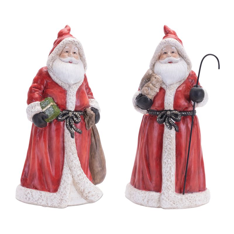 Rustic Hooded Santa Figurines – Set of 2 Terracotta Holiday Table Accents for Christmas Home Styling
