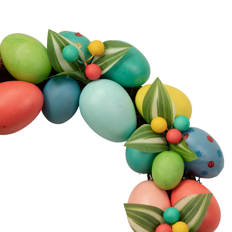 Colorful Easter Egg Wreath  14-Inch  Unlit