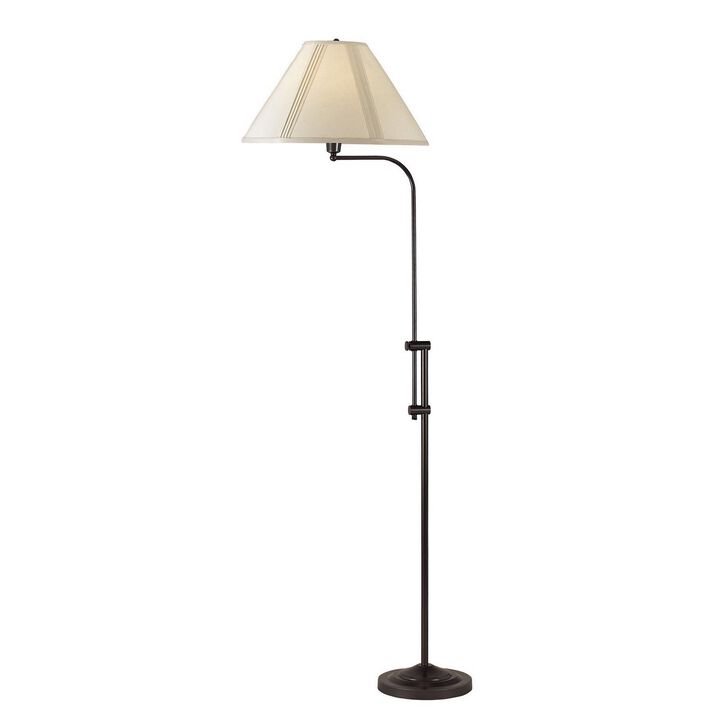 3 Way Metal Floor Lamp with and Adjustable Height Mechanism, Bronze - Benzara