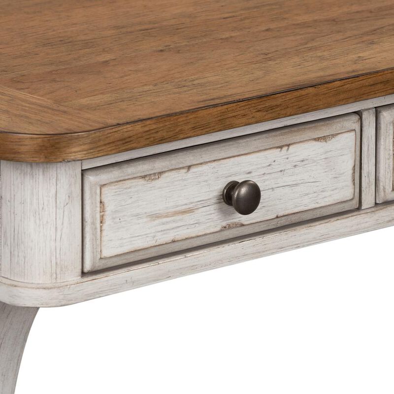 Liberty Furniture Farmhouse Reimagined Writing Desk in Antique White w/ Chestnut Top image number 7