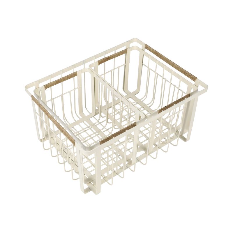 Henley Vintage Farmhouse Handmade Wire Metal Nesting Storage Baskets with Jute Wrapped Handles