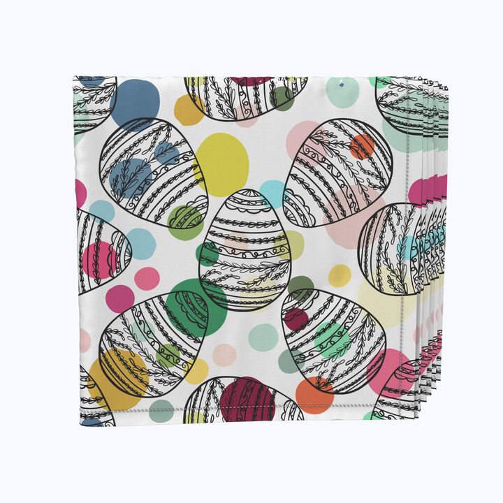 Fabric Textile Products, Inc. Napkin Set, 100% Polyester, Set of 4, Polka Dot Egg Hunt