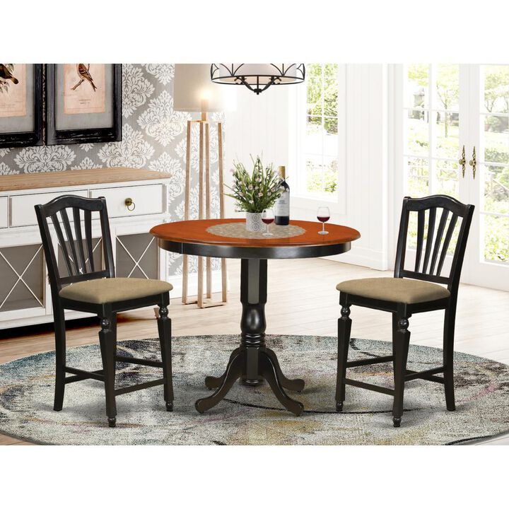 3 PC counter height pub set - high top Table and 2 counter height stool.