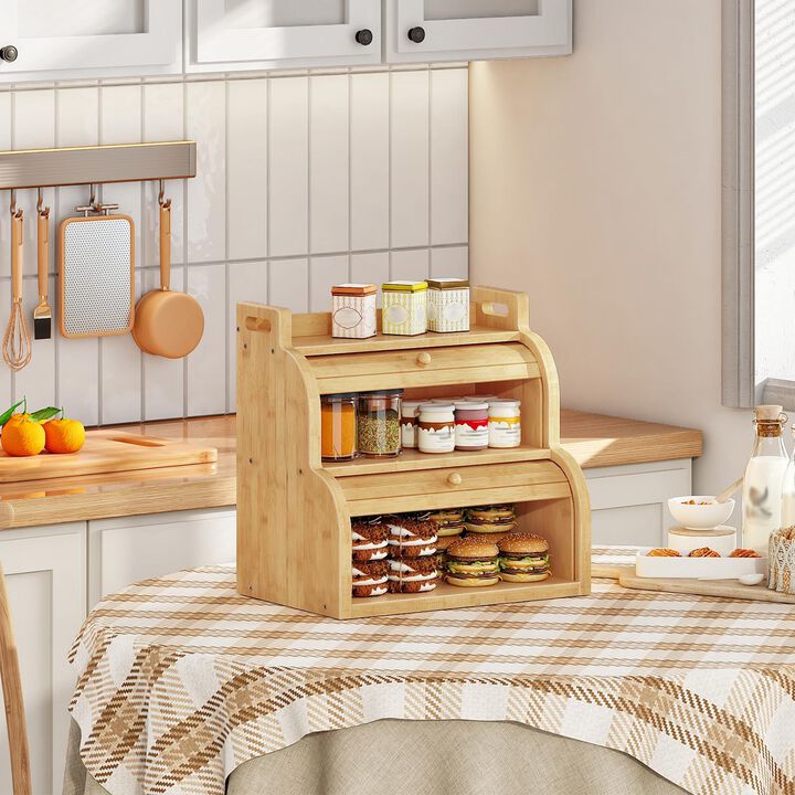 Kitchen Counter Wicker Bread Box for Fresh Bread Storage