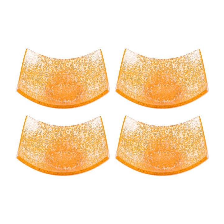 Glass Dinnerware 5.75" x 5.75" x h:2" 7 oz. Square Orange Glass Bowl (Set of 4)